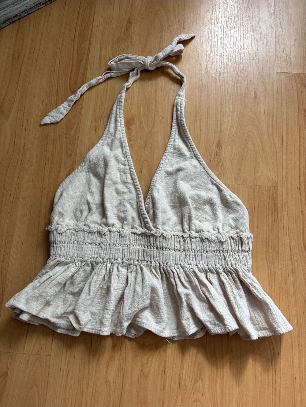 Ocean Drive Cream Halter Peplum Camisole
